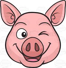 A Winking Pig Pig Cartoon Pig Art Pig Face Drawing