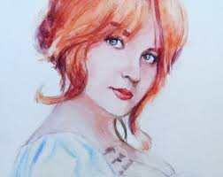 Vintage "sunny" Watercolor Portrait: Child With Braids, Artist R. Mcdowell 