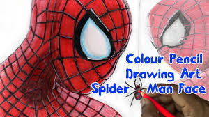 How to draw the spiderman logo, spiderman symbol, step by step, drawing guide, by dawn. Colour Pencil Drawing Art Spider Man Face Youtube