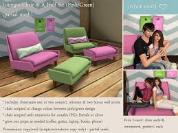 Shop wayfair for all the best chair and a half traditional accent chairs. Second Life Marketplace What Next Loungin Chair A Half Pink Green
