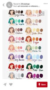 Credits To The Artist For This Helpful Hair Colour Chart How To Draw Hair Art Tutorials Drawings