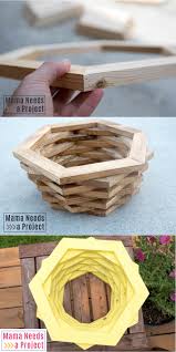 Stacked Hexagon Wood Flower Pot Diy Tutorial Diy Flower Pots Flower Pots Diy Deck