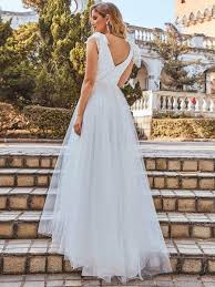 Wedding cakes simple blue awesome 26 best ideas. Romantic V Neck Wedding Dress Tulle A Line Dresses For Bridal Ever Pretty Uk