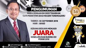 Perak judo's athletes received news coverage of th. Petition Update Terengganu Cuti Peristiwa 30 September 2018 Change Org