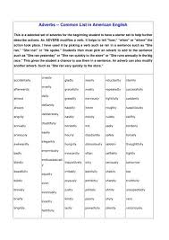It informs when, how and why the action or situation that occurs by qualifying. Adverbs Common List In American English
