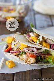 Fiesta Chicken Tacos With Mango And Jicama Salad Taste And Tell Recipe Recipes Real Food Recipes Cooking Recipes