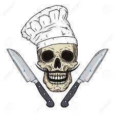 Con una mano, toma cualquiera de los hilos superior o inferior de un extremo de ambas líneas de costura y tira. Craneo En El Toque Con Cuchillos Craneo De La Historieta Ilustraciones Vectoriales Clip Art Vectorizado Libre De Derechos Image 70264589