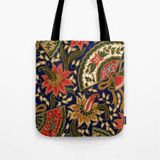 【material】100% cotton outer fabric with ultra soft microfiber inner fill. Indonesian Batik Floral Pattern With Fans Tote Bag By Vicky Brago Mitchell Society6