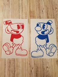 Cuphead And Mughead Vinyl Decal Sticker Cuphead And Mugman Vinyl Decals Coloring Pages For Boys