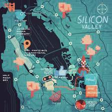 This silicon valley map note card is printed in full color on 100% recycled natural color kraft paper with water based inks. Mr Steve Mccarthy Illustration Maps Illustrated Map Map Graphic Arts Illustration