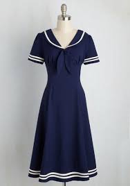 1940s Day Dresses Tea Dresses Vintage Sailor Dress Vintage Dresses Nautical Dress