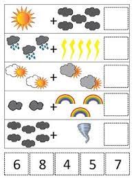 weather themed math addition preschool printable game daycare curriculum