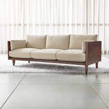 Sherwood 3 Seat Exposed Wood Frame Sofa Reviews Crate And Barrel Sofa Frame Wood Frame Loveseat Wooden Sofa Designs