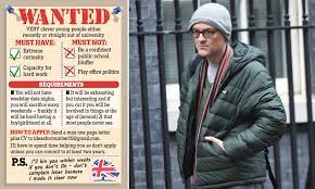 The former no 10 adviser's ferocious criticism of the health secretary may have the unintended consequence of keeping him in his job. Boris Johnson S Top Aide Dominic Cummings Posts Bizarre Job Advert Daily Mail Online