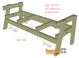 Modern diy bench with back: Double Chair Bench Plans Step By Step Plans Construct101