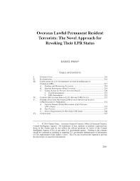 Overseas Lawful Permanent Resident Terrorists: The Noval Approach for  Revoking Their LPR Status