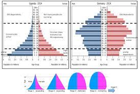 This diagram shows the variation of both, the male and female populations with age, which is not possible with conventional bar graphs, and results in a pyramidal structure. Population Pyramid Buddinggeographers