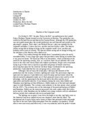 › play critique example essay. Critique 2 Introduction To Theatre Justin Doran Critique 2 Miranda Herbert Production Below The Belt Lyndall Finley Wortham Theater October 5 2007 Course Hero