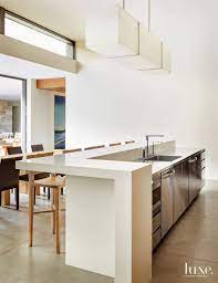Constructed of solid rubber wood in dark walnut finishing, the barstool will be a nice addition for your warm and cozy kitchen and dining room. Modern White Kitchen With Industrial Influences White Modern Kitchen Kitchen Design Decor Luxury Kitchens