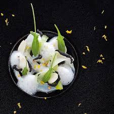 Squid Sashimi And Almond Emulsion By Chef Kei Kobayashi Of Restaurant Kei From France Theartofplating Food Fine Dining Recipes Amazing Food