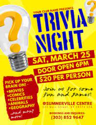 M, t, w, t, f, s, s . Create Free Trivia Night Flyers Postermywall