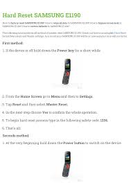 Hard Reset SAMSUNG E1190