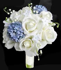 Beautiful colorful fresh flowers bouquet. Natural Touch Open Off White And Blue Hydrangeas Bouquet Bridal Bouquet Flowers Prom Flowers Bouquet Wedding Flower Arrangements