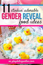 A colored fruit punch is easy to make. 11 Stinkin Adorable Gender Reveal Food Ideas