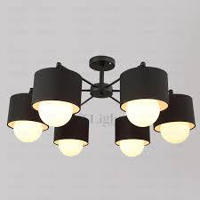 Modern 6 Light Fabric Shade Black Ceiling Light Fixtures