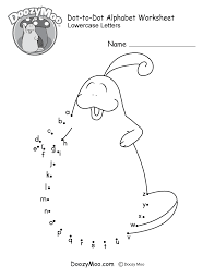 We like to use round office stickers to fill in the dots. Dot To Dot Lowercase Letters Worksheet Free Printable Doozy Moo