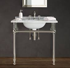 single sink console in powder room