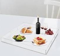 Amazon.com: Clear Sturdy Acrylic Serving Tray, 18.9 x 18.9 ...