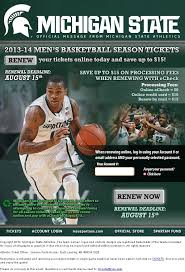 Spartan Men S Basketball Deadline To Renew Season Tickets Is August 15th Michigan State University Michigan State Online University