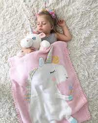 handmade unicorn knit 3d pastel color blanket for baby kids baby plush toys baby throw cute babies