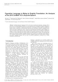 Pdf Figurative Language In Malay To English Translation An Analysis Of The 2015 Unimap Vc S Keynote Speech