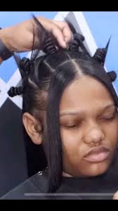 Half Up Half Down Quickweave with Bantu Knots