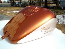 Metalic Copper Pearl White Harley Tank Custom Motorcycle Paint Jobs Motorcycle Paint Jobs Motorcycle Painting