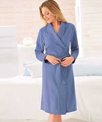 Robe De Chambre En Molleton Polaire 105 Cm Bleu Femme 7825004 Damart