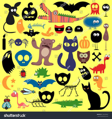 Scary Animals Evil Things Set Stock Vector (Royalty Free) 133218422 |  Shutterstock
