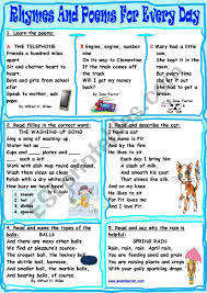 At girls who wear glasses. Rhymes And Poems For Every Day Esl Worksheet By Tmk939