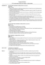 Procurement Operations Analyst Resume Samples Velvet Jobs