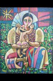 Mother And Child By Ninoy Lumboy A Filipino Artist Known For His Crosshatchism His Style Of Painting Wherein His Art Is Rendered In A Crosshatch Of Differen