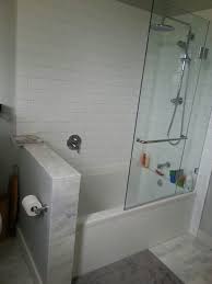 This leaves lots of room within the shower. How To Get Streamlined Look From An Alcove Tub With Tile Flange