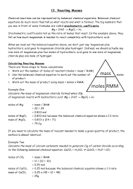 Moles ch3oh = mass / mr = 5.0 / 32.0 = 0.16 mol (answer to 2 significant figures as mass given to 2 significant figures.) 13 Reacting Masses
