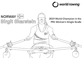 A solo rower, a pair and an eight are all pictures in this rowing colouring page for older children. Colour With World Rowing Rowing World Colouring Pages