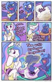 1482751 - questionable, artist:sylph-space, princess celestia, princess  luna, pony, g4, accident, age regression, blushing, bottle, butt, butt  focus, chair, changing table, comic, crossed arms, cute, cutelestia, diaper,  diaper change, diaper fetish ...