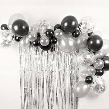 Black And Silver Party Decorations Ideas Black And Silver Balloon Garland Kit Silver Party Decorations Silver Balloon Black Party Decorations