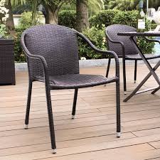 Dark Brown Stackable Outdoor Wicker Chairs Set Of 4 Palm Harbor In 2020 Outdoor Wicker Chairs Outdoor Armchair Patio Dining Chairs