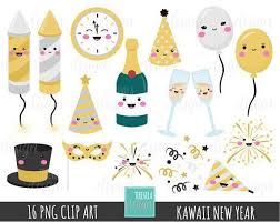 Kawaii New Year Clipart Commercial Use Happy New Year Etsy New Year Clipart Kawaii Clipart Clip Art