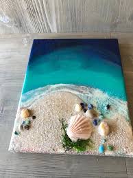 Coastal Decor Beach Wall Art Beach Decor Resin Ocean Whimsical Collage Mixed Media 3d Piece Beach Home Decor Nautica Beach Wall Art Resin Art Painting Art Diy